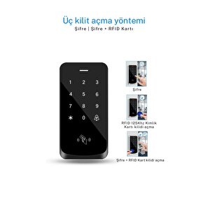 Şifreli Kapı Kilidi - Dijital Tuş Takımlı Rfıd 125khz Erişim Kontrol Cihazı - Su Geçirmez