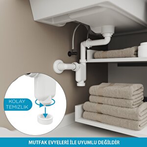 Comfort Yer Kazandıran Lavabo Sifonu, Kolay Temizlenir, Ayarlanabilir Koku Önleyici Gider Borulu - 32 Mm-süzgeç Hariç