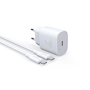Syrox Pd25t 3.0a 25w Pd 1mt Type-c - Type-c Kablolu Type-c Çıkışlı Şarj Cihazı - Beyaz