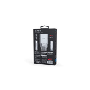 Syrox Pd25t 3.0a 25w Pd 1mt Type-c - Type-c Kablolu Type-c Çıkışlı Şarj Cihazı - Beyaz