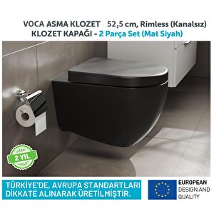 Voca  Asma Klozet 54 Cm. , Mat Siyah  -Set 2 Parça -Dp Kapak Dahil