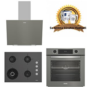 Gri Cam Ankastre Set 570 G - 189 Dg Woklu - 322 G Dijital Turbo -Hediyeli