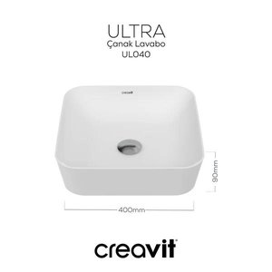 Ul040 Ultra Kare Çanak Lavabo 40cm Beyaz Mat