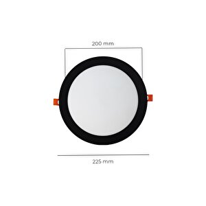 18w Sıva Altı Yuvarlak Siyah Led Panel 3200k Sarı Işık 2 Adet