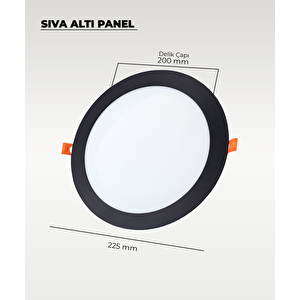 18w Sıva Altı Yuvarlak Siyah Led Panel 3200k Sarı Işık 2 Adet