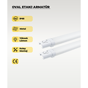 18w Oval Led Etanj Armatür Ip65 3200k Sarı Işık - 2 Adet