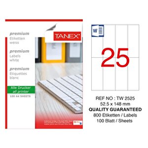 Tw-2525 Laser Etiket 52.5 X 148 Mm