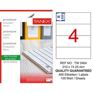 Tw-2404 Laser Etiket 100 Lü Paket