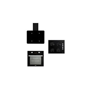 Flat Si̇yah Cam Ankastre Set