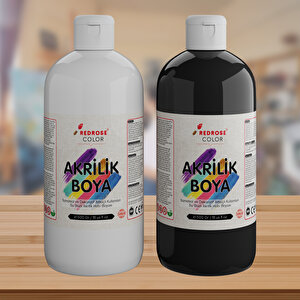 Beyaz-siyah Akrilik Boya 2'li Set 2x500gr Çok Renkli