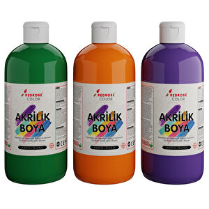 Yeşil-mor-turuncu Akrilik Boya 3'lü Set 3x500gr Ara Renkler