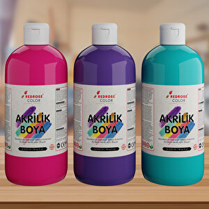 Mor-fuşya-turkuaz Akrilik Boya 3'lü Set 3x500gr Tamamlayıcı Renkler