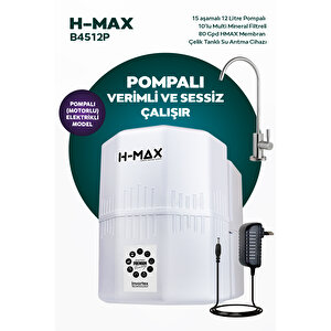 12 Litre Pompalı 15 Aşama Multi Mineralli 80 Gpd Su Arıtma Cihazı Hmaxs4512p