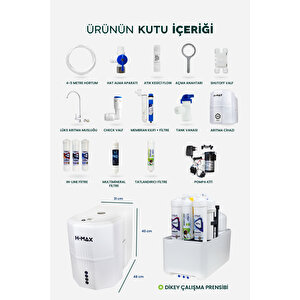 12 Litre Pompalı 15 Aşama Multi Mineralli 80 Gpd Su Arıtma Cihazı Hmaxs4512p