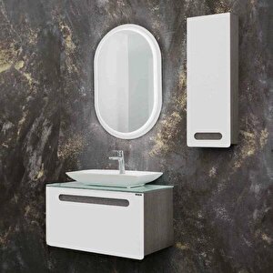 Lineart Glory Banyo Dolabı 80 Cm Antrasit-meşe