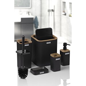 Mina Due Siyah Çizgili Kare 5'li Banyo Seti