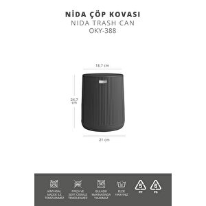 Okyanus Home Nida Antrasit Çöp Kovası