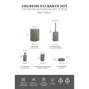 Okyanus Home Coliseum Yeşil İç Kovalı Pedallı 5'li Banyo Seti