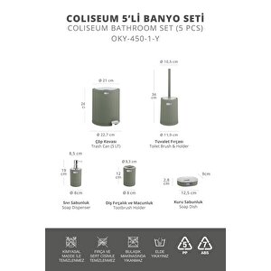 Okyanus Home Coliseum Yeşil Kromlu İç Kovalı Pedallı 5'li Banyo Seti