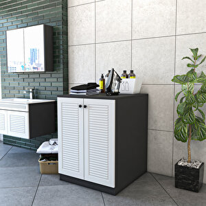 Banyo Dolabı Çamaşır Makinesi Alt Luxe Antrasi̇t - Beyaz Antrasit