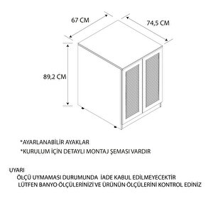 Banyo Dolabı Çamaşır Makinesi Alt Luxe Antrasi̇t - Beyaz