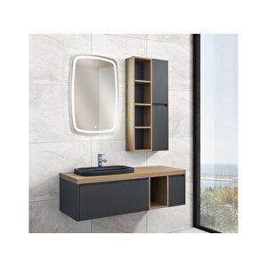 Lineart Aqua Banyo Dolabı 130 Cm Meşe-füme