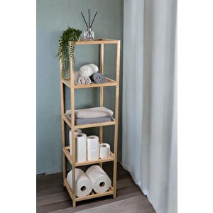 Ahşap Masif 5 Raflı Çok Amaçlı Banyo Düzenleyici Mobilya Hlt-002