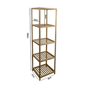 Ahşap Masif 5 Raflı Çok Amaçlı Banyo Düzenleyici Mobilya Hlt-002