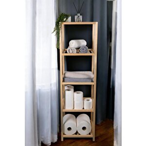 Digithome Ahşap Masif 5 Raflı Çok Amaçlı Banyo Düzenleyici Mobilya Hlt-002