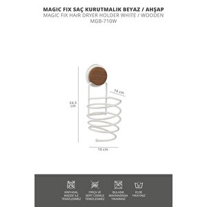 Okyanus Home Ahşap Desenli Magic Fix Sihirli Yapışkan Beyaz Saç Kurutma Makine Askısı