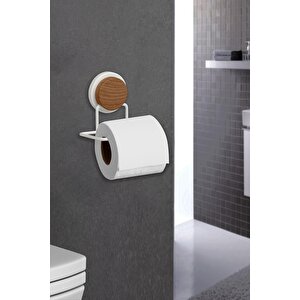 Okyanus Home Ahşap Desenli Magic Fix Sihirli Yapışkan Beyaz Wc Kağıtlık
