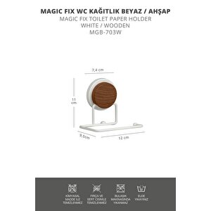 Okyanus Home Ahşap Desenli Magic Fix Sihirli Yapışkan Beyaz Wc Kağıtlık