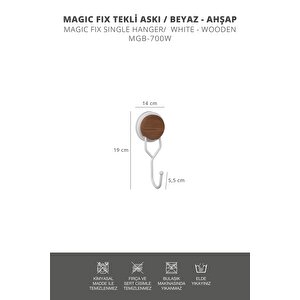 Okyanus Home Ahşap Desenli Magic Fix Sihirli Yapışkan Beyaz Tekli Askı