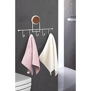 Okyanus Home Ahşap Desenli Magic Fix Sihirli Yapışkan Beyaz 5'li Askı