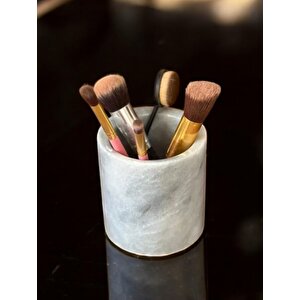 Gri Mermer 5 Parça Banyo Seti-gümüş Aksesuarlı-banyo Organizeri-tepsi-katı Sabunluk-sıvı Sabunluk-pamukluk-diş Fırçalık