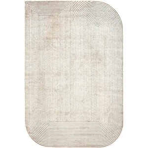 Design 03 Krem Bej Salon Halısı Geometrik Desen Sık Dokuma Modern Oturma Odası Halısı 200x300 cm