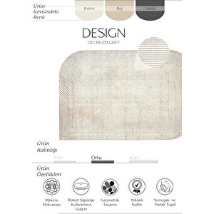 Design 03 Krem Bej Salon Halısı Geometrik Desen Sık Dokuma Modern Oturma Odası Halısı 200x300 cm