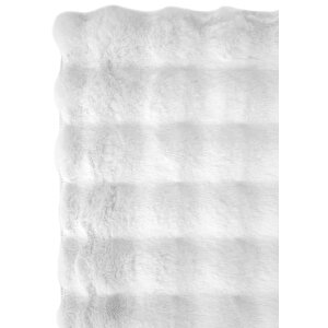 Pretty Beyaz Yıkanabilir Kabartmalı Yumoş Halı Kaymaz Suni Kürk Tavşan Post Peluş Halı 90x150 cm
