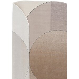 Cool Halı Design 06 Krem Gold Oval Salon Halısı Geometrik Sık Dokuma Modern Oturma Odası Halısı