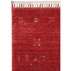 Galata 06 Kırmızı Halı Otantik Salon Halısı İskandinav Bambu Halı El Dokuma Koridor Halısı 200x290 cm