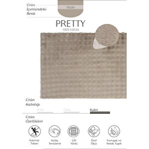 Cool Halı Pretty Vizon Yıkanabilir Kabartmalı Yumoş Halı Kaymaz Suni Kürk Tavşan Post Peluş Halı