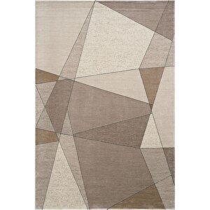 Design 07 Krem Gold Salon Halısı Geometrik Desen Sık Dokuma Modern Oturma Odası Halısı 200x300 cm