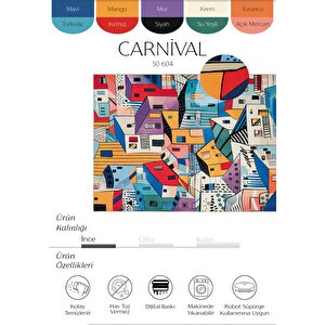 Carnival Renkli Napoli Evleri Desenli Çocuk Halısı Şönil Halı Yıkanabilir Mutfak Halısı 190x290 cm