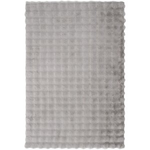 Pretty Gri Yıkanabilir Kabartmalı Yumoş Halı Kaymaz Suni Kürk Halı Tavşan Post Peluş Halı 185x200 cm