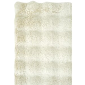 Pretty Krem Yıkanabilir Kabartmalı Yumoş Halı Kaymaz Suni Kürk Tavşan Post Peluş Halı 185x300 cm