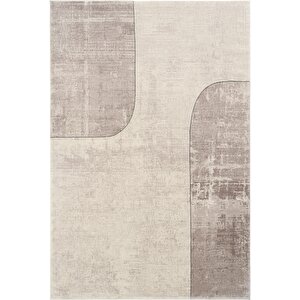 Design 01 Krem Salon Halısı Geometrik Desenli Yüksek Kalite Sık Dokuma Oturma Odası Halısı 160x230 cm