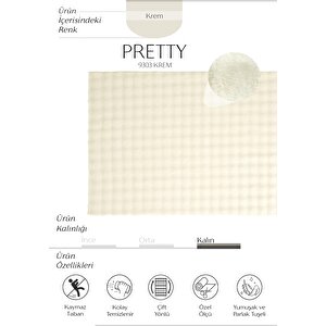 Cool Halı Pretty Krem Yıkanabilir Kabartmalı Yumoş Halı Kaymaz Suni Kürk Tavşan Post Peluş Halı