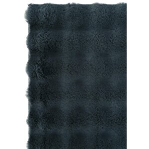 Pretty Antrasit Yıkanabilir Kabartmalı Yumoş Halı Kaymaz Suni Kürk Tavşan Post Peluş Halı 90x400 cm