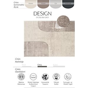 Design 01 Krem Salon Halısı Geometrik Desenli Yüksek Kalite Sık Dokuma Oturma Odası Halısı 200x300 cm