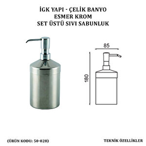 İgk Yapi - Çelik Banyo Esmer Krom Set Üstü Sıvı Sabunluk (50-028)